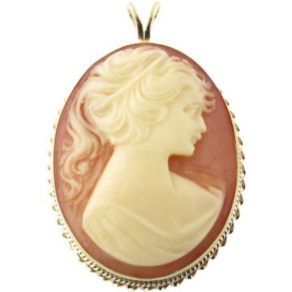 Vintage 14 Karat Yellow Gold Cameo Pendant #3055 - Picture 1 of 7